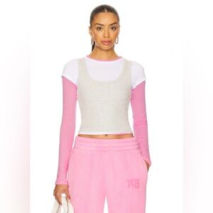 Jaded London Easy Triple Layer Top in Grey & Pink